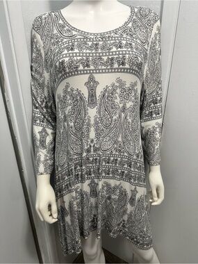 Fever White and Black Paisley Mini Dress